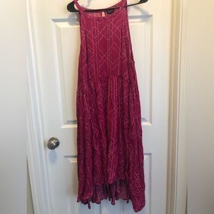 Fuchsia Geometric Design High Low Dress